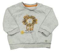 Svetlosivá melírovaná mikina s s levíkom  F&F