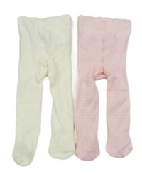 2Set - 2x punčocháče - bílé + růžové pruhované Lupilu