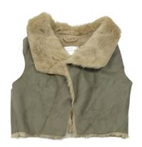 Béžová zateplená vesta s kožešinou H&M