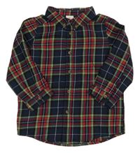 Tmavomodro-červeno-zelená kostkovaná košile H&M