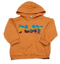 Oranžová mikina s nápisom a kapucňou Tu