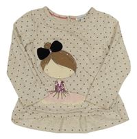 Béžové triko s dívkou a hvězdami Bluezoo