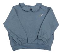 Šedomodrá mikina s květem a golierikom George