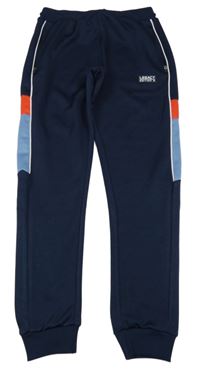 Tmavomodro-červeno-světlemodré sportovní tepláky s nápisem George