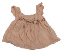 Ružový mušelínový top s volánikmi Primark