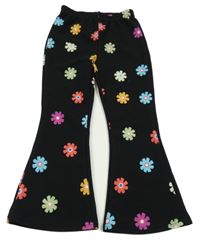 Černé květované flare legíny 