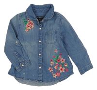 Modrá lehká riflová halenka s květy