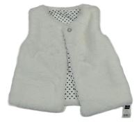 Nové - Biela kožušinová podšitá vesta Dunnes