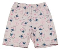 Růžové elastické kraťasy s jahodami Shein