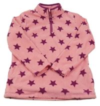 Ružovo-fialová fleecová mikina s hviezdami