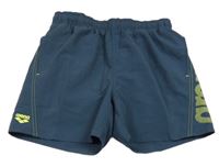 Šedomodré plážové kraťasy s nápisom Arena