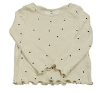 Béžovo-černé žebrované puntíkaté triko H&M