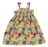 Bielo-farebné rebrované šaty s listami Primark