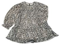 Béžovo-čierne šaty s flitrami a leopardím vzorom Dunnes Stores
