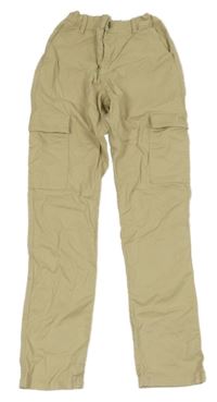 Pískové slim cargo kalhoty 