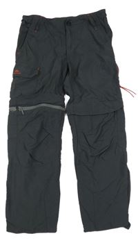 Antracitové šusťákové outdoorové kalhoty s odepínacími nohavicemi Decathlon