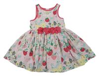 Lila-ružovo-žlté šaty s jahodami M&S