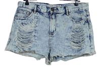 Dámské světlemodré plísňové riflové kraťasy s dírami Denim 