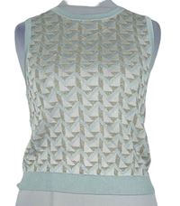 Dámska světlemodro-zlato-biela vzorovaná svetrová crop vesta Asos