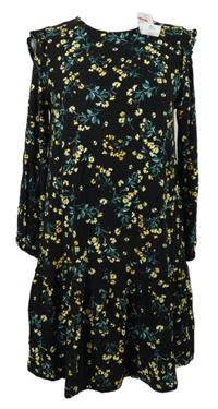 Nové - Dámské černé kytičkované šaty F&F