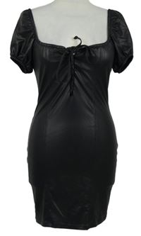 Dámské černé lesklé elastické minišaty so šnurovaním Asos