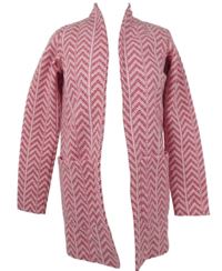 Dámsky ružový vzorovaný flaušový kabátový cardigán Next