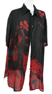 Dámska červeno-čierna šifónová blúzka s květy vel. 58