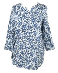 Dámská modro-bílá vzorovaná halenka Bonita