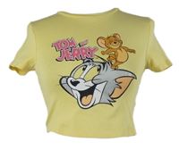 Dámské žluté crop tričko s Tomem a Jerrym 
