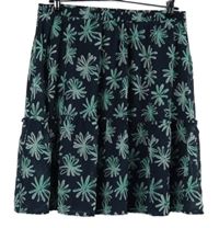 Dámska tmavomodro-tyrkysová kvetovaná šifónová sukňa Janina