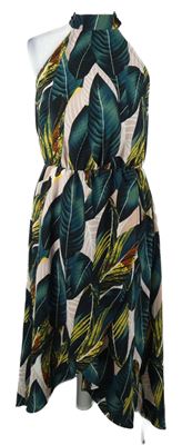 Dámske farebné vzorované šaty s lístky