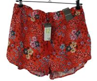 Nové - Dámské červené květované kraťasy Primark 