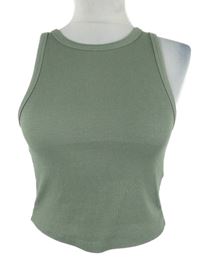 Dámsky khaki rebrovaný crop top Laura Torelli