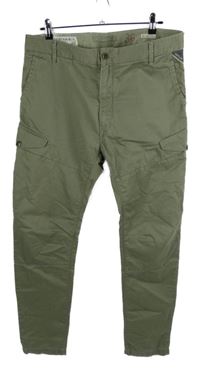Pánské khaki plátěné kalhoty Replay vel. 36
