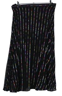 Dámska čierno-farebná prúžkovaná šifónová midi sukňa TU
