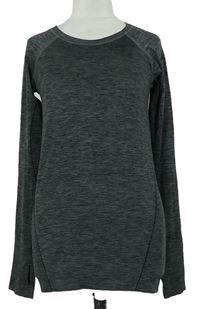 Dámske sivo-čierne melírované funkčné tričko H&M