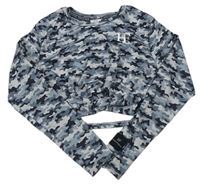 Sivé army športové crop tričko s písmeny Holyfield