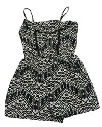 Čierno-biely vzorovaný kraťasový overal PRIMARK