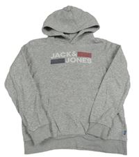 Sivá mikina s logom a kapucňou Jack&Jones