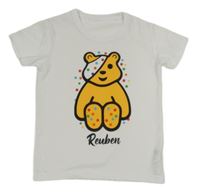 Bílé tričko s medvídkem Pudsey 