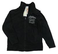 -Nové Čierna fleecová prepínaci mikina s výšivkou