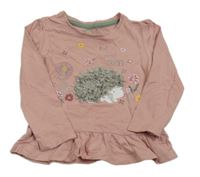 Světlerůžové triko s ježkem Primark