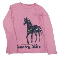 Růžové triko s koníkem kids