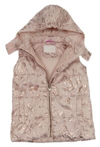 Světlerůžová šusťáková zateplená vesta s princeznami a kapucí Disney