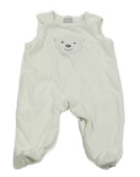 Bílé sametové dupačky s medvědem smile