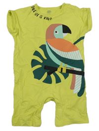 Zelený kraťasový overal s ptákem F&F