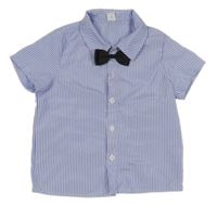 Modro-biela pruhovaná košeľa s motýlkom Shein