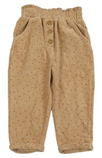 Béžové rebrované nohavice s bodkami Next