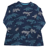 Tmavomodré triko s dinosaury M&S