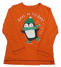 Červeno-oranžové tričko s tučňákem George